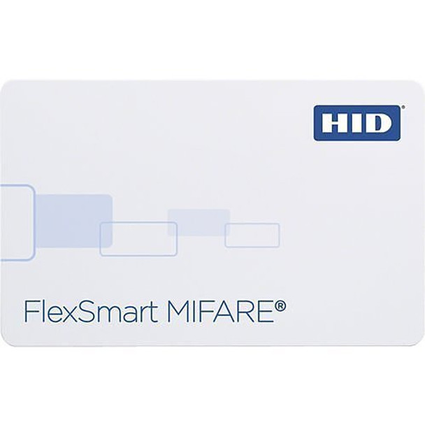 HID 1430MGGNV FlexSmart 1430 MIFARE PVC 1K Printable Smart Card, Programmed 13.56MHz, Glossy Front and Back, No Numbers, Vertical Slot, White, 1430MGGNV