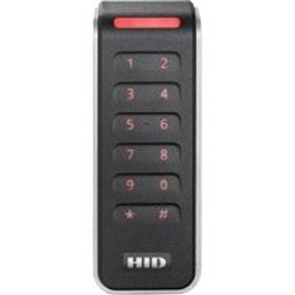 HID 20KNKS-02-000278 Signo 20K Keypad Mullion Pigtail Reader with Smart Profile, Wiegand 4-Bit, Red LED, Red Keypad Backlight, Black with Siver Trim, 20KNKS-02-000278