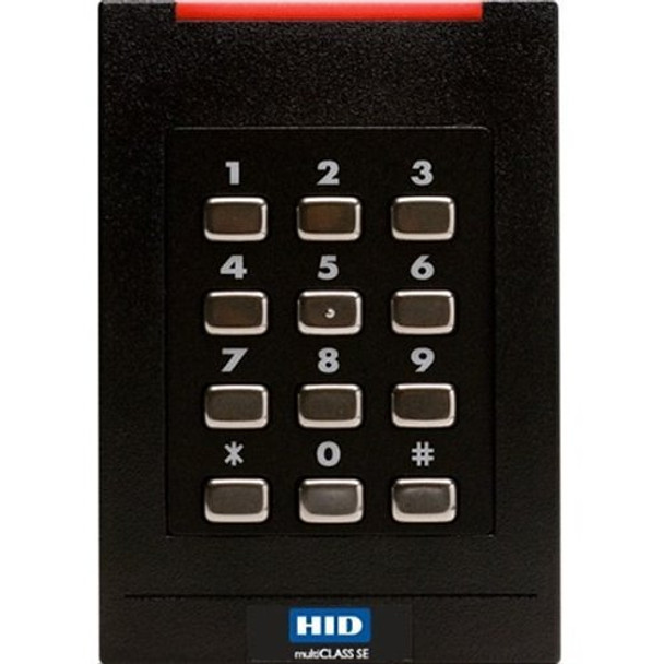 HID 921PTNNEK0005E multiCLASS SE RPK40 Smart Keypad Reader, 125 kHz HID Prox, AWID and EM4102, 13.56 MHz Maximum Compatibility, Wiegand, Pigtail, Standard v1, LED Red, Flash Off, CSN 34-BIT MSB, 921PTNNEK0005E