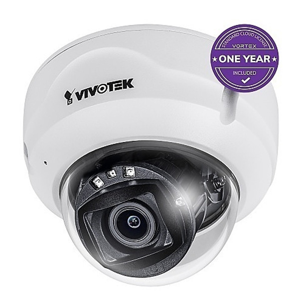 VIVOTEK FD839-EHTV-1Y VORTEX 5MP IP66 and IK10 Dome, 2.8-10mm Remote Focus Lens, with 1-year VSaaS License, White, 30-Day Video Onboard Storage, NDAA and TAA Compliant