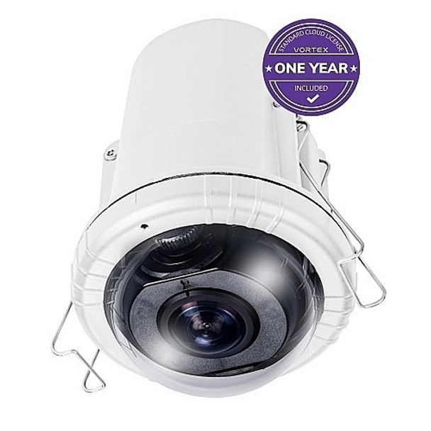 VIVOTEK FE912-H-1Y 12MP VORTEX Fisheye, 1.22mm Lens, with 1-year VSaaS License, White, 30-Day Video Onboard Storage, NDAA and TAA Compliant