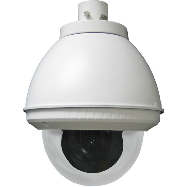 Sony Outdoor unitized SNC-EP520 Camera with heater/blower, pendant mount with clear lower dome, UNI-ONEP520C2