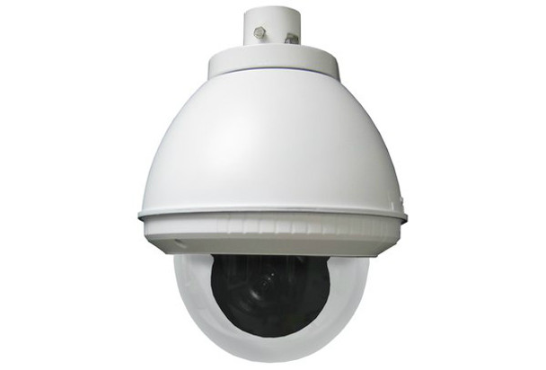 Sony Outdoor unitized SNC-ER580 Camera with heater/blower, pendant mount with clear lower dome, UNI-ONER580C2