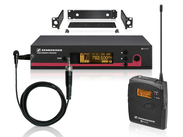 Sennheiser ew 112 G3 (SK100 G3 bodypack, ME 2 omni lavalier, EM100 G3 receiver) with GA3 rack-mount kit. (626-668 MHz), EW112G3CC-B