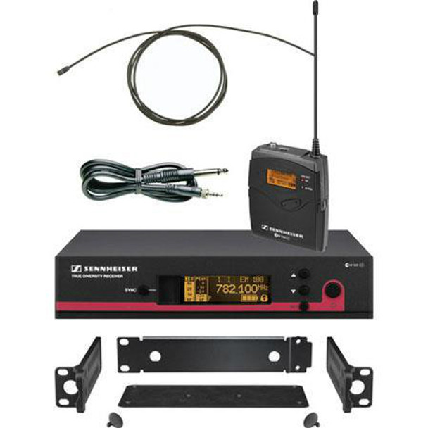 Sennheiser ew 172 G3 (bodypack transmitter, Ci1 instrument cable, rack-mountable receiver) with GA3 rack-mount kit and (black) MKE2-EW Gold omni lavalier. (518-558 MHz), EW172G3MKE2CC-A