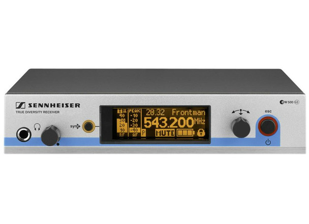 Sennheiser True diversity, rack-mountable receiver with GA3 rack mount kit and NT2-3-US power supply (626-668 MHz), EM500G3-B