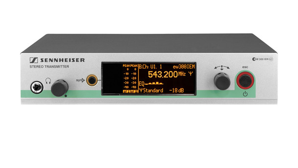 Sennheiser Rackmount stereo IEM transmitter with GA3 rack mount kit and NT2-3-US power supply (558-626 MHz), SR300IEMG3-G