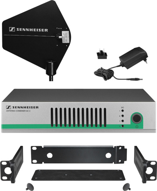 Sennheiser Active antenna combiner kit for four IEM transmitters with DC power distribution, includes AC3/NT, GA3, A2003-UHF, G3IEMDIRKIT4