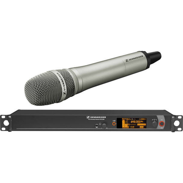 Sennheiser Single Channel Handheld System: (1) SKM 2000XP handheld transmitter with Neumann KK 205 Supercardioid capsule, nickel; (1) EM 2000 single channel recevier. Frequency range Gw (558 / 626 MHz), 2000H1-205NI-G