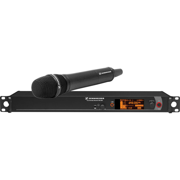 Sennheiser Single Channel Handheld System: (1) SKM 2000XP handheld transmitter with MMD 935-1 dynamic capsule, black; (1) EM 2000 single channel recevier.  Frequency range Bw (626 / 698 MHz), 2000H1-935BK-B