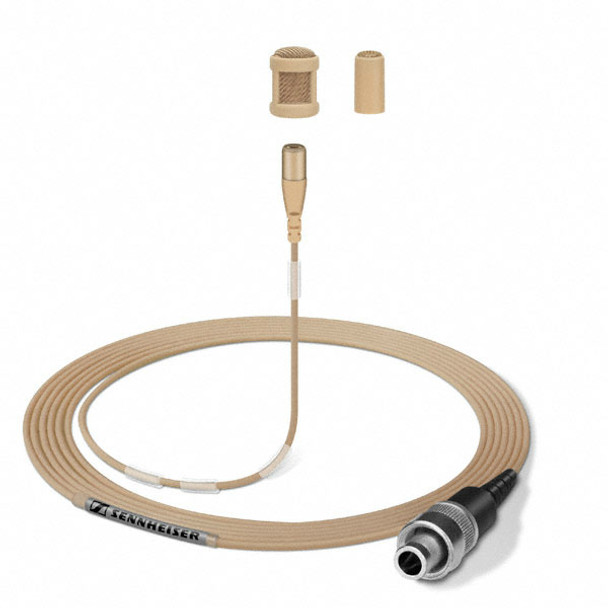 Sennheiser Complete MKE 1 lavalier kit featuring (beige) MKE 1 with 3.3 mm capsule, reduced sensitivity (5 mV/Pa), ultra thin cable (1.1 mm) and 3-pin connector for 2000 / 3000 / 5000 Series systems. Includes MZQ222 clip and pouch., MKE1-4-3KIT
