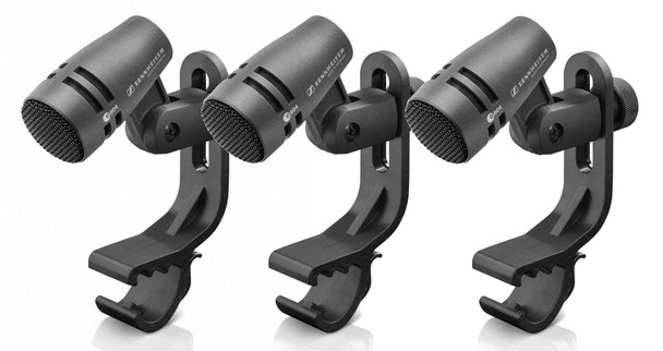 Sennheiser (3) e604 microphones with MZH604 clips and carrying pouches. 3.1  lbs., THREEPACK604P