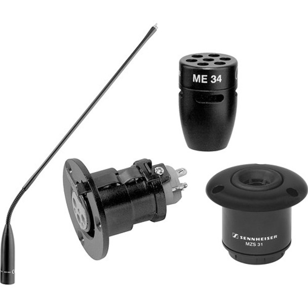 Sennheiser ME34 cardioid capsule, MZH3040 gooseneck, MZT30 flange mount and MZS31 shock mount, I40-C