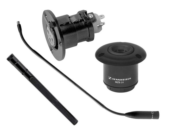 Sennheiser ME36 lobar mini shotgun capsule, MZH3042 gooseneck, MZT30 flange mount and MZS31 shock mount, I42-L