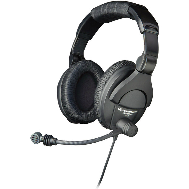 Sennheiser Supraural, closed headphones with supercardioid dynamic boom microphone, 9.9 ft (3m) coiled cable, terminated in XLR and 1/4" connectors, 300 ohm speakers (7.76 oz), HMD280-XQ