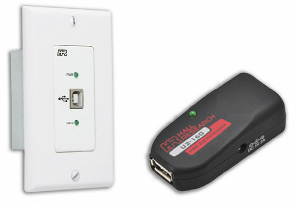 Hall Research USB 2.0 over UTP Extender with Wall Plate Local Side, U2-160-DP