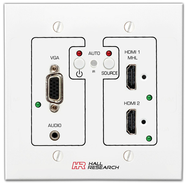 Hall Research VGA, HDMI, MHL Auto-Switching Wall-Plate with HDBaseT, UHBX-SW3-WP