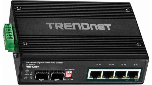 TRENDnet 6-Port Hardened Industrial Gigabit Ultra PoE DIN-Rail Switch