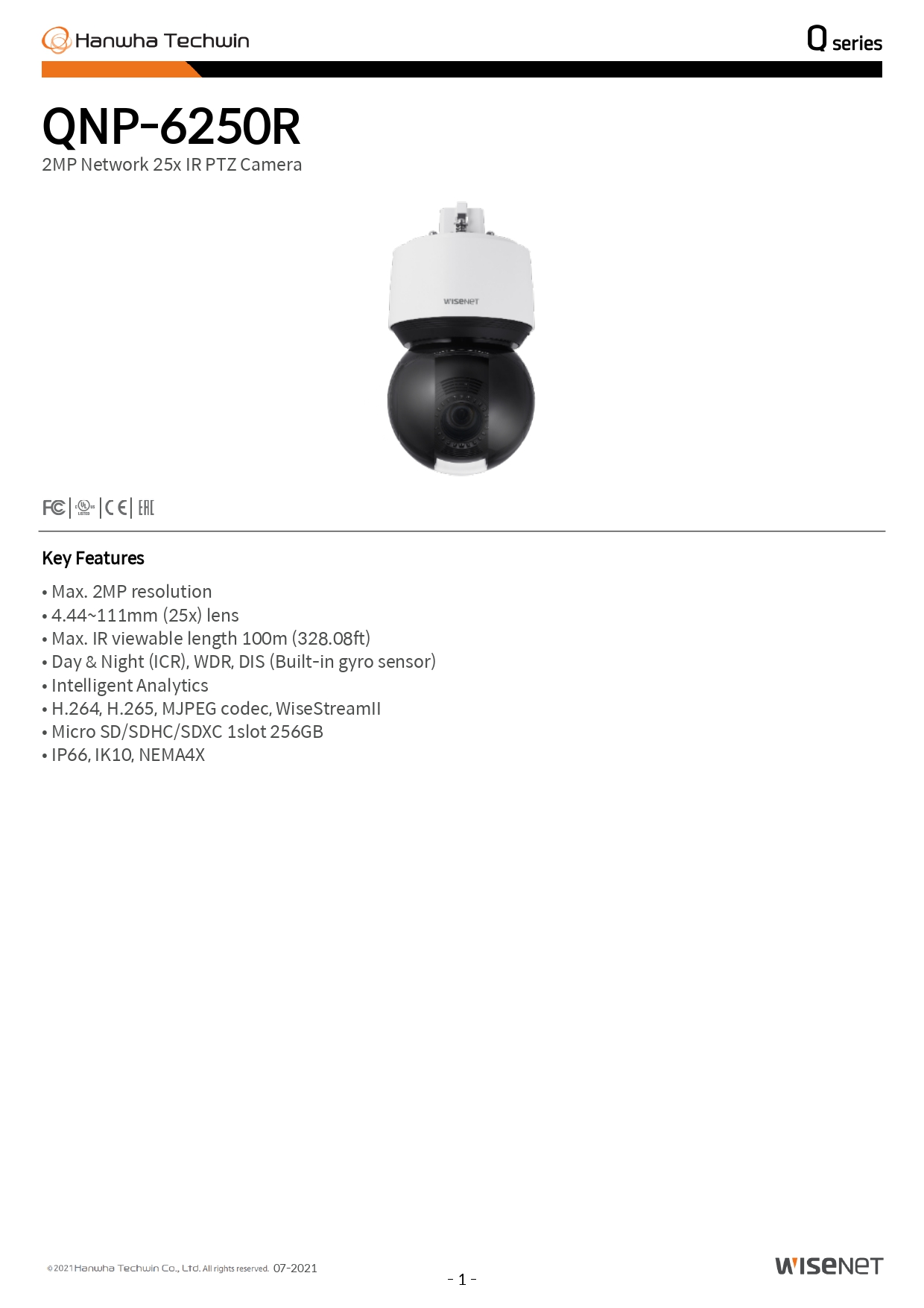 Hanwha Techwin 2MP IR 25x PTZ, QNP-6250R | eBay