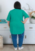 Plus Size Green V Neck Cotton Tee