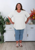 Plus Size White V Neck Cotton Tee