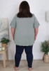 Plus Size sage Casual Comfort V Neck Tee