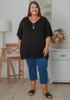 Plus Size Black Twist Side Top