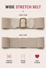 Plus Size Beige Large Buckle Stretch Belt