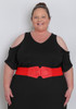 plus size red bucklet stretch belt