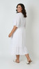 Plus Size White Shirred Bust Flounce Hem Dress