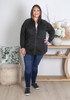 Plus Size Casual Black Zippered Hoodie