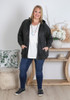 Plus Size Essential Plain Black Zipper Hoodie