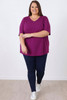 plus size Purple Cotton Stretch V Neck Tee 