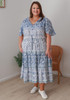 Plus Size Hand Block Printed in Blues Boho Dress