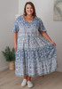 Plus Size Hand Block Printed in Blues Boho Dress