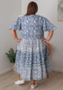 Plus Size Hand Block Printed in Blues Boho Dress
