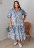 Plus Size Hand Block Printed in Blues Boho Dress