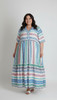 Plus Size Rainbow Aztec Inspired Flounce Hem Maxi Dress