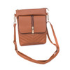 Tan Two Pocket Gold Zipper Cross Body Bag