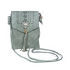 Sage Checker Board Detail And Gold Butterfly Cross Body Bag With Tassel
