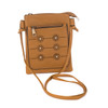 Caramel Laser Cut Sun Detail Two Pocket Cross Body Bag