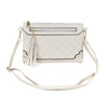 Beige Diamond Stitch Two Pocket Bag With Tassel