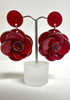 Red Flower Resin Stud Earrings