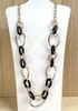 Black And Gold Ovals Linked Necklace