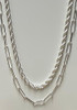 Silver Chain And Rope Link Necklace
