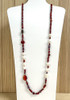 Red Tones Glass Freshwater Pearl And stone Necklace