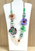 Green And Blue Tones Resin Flowers Necklace