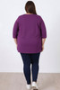 Plus Size Purple Cotton Stretch V Neck Top