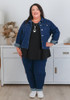 Plus Size Black Cotton Stretch V Neck Top