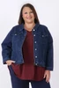 Plus Size Dark Blue Denim Jacket With Pockets